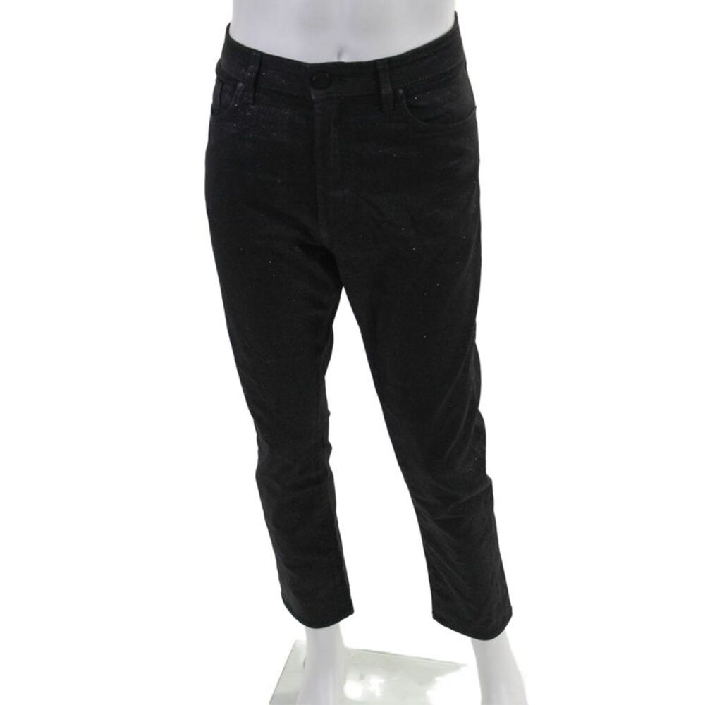 Monfrere Mens Cotton 5 Pocket Straight Leg Metallic Jeans Black Size 36